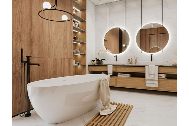 Керамогранит в интерьере ванной комнаты