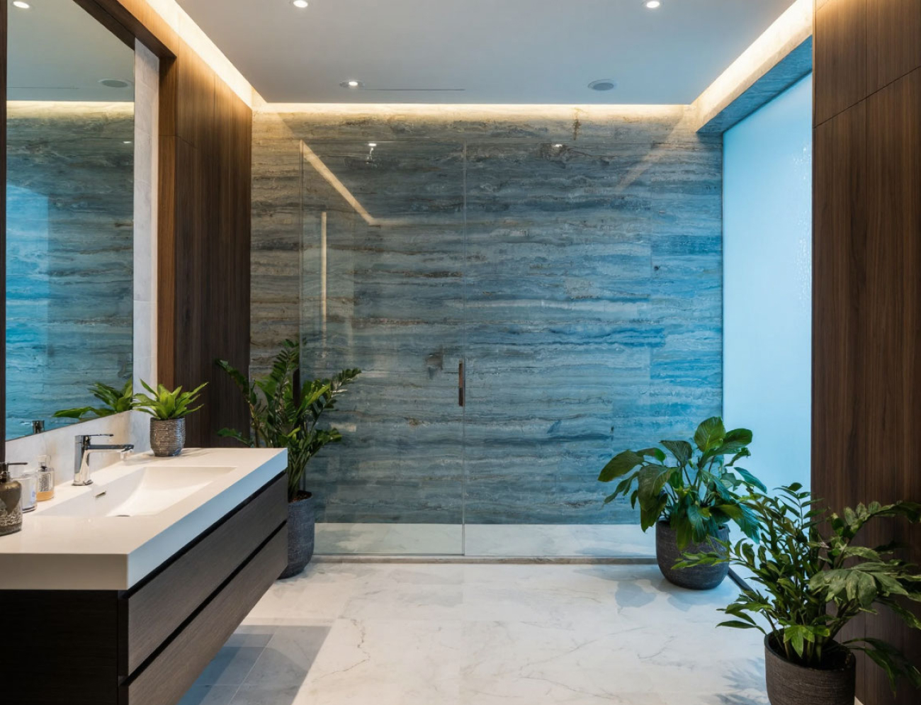 С чем сочетать голубой оникс в интерьере